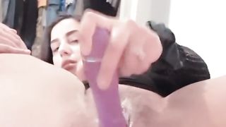 Squirting with my Huge Purple Dildo