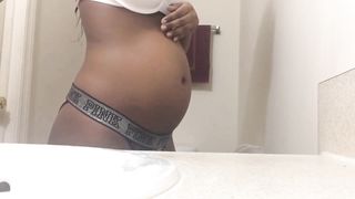 Ebony Girl Fills her Belly with Air