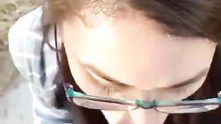 Romanian Nerd Stepsister Give me Blowjob in Bus Station