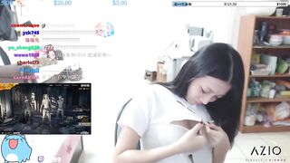 Twitch streamer japanese flashing perfect shape boobs in an exciting way