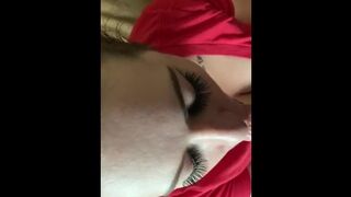 Girlfriend Plays with Daddy’s Cum before Swallowing whole