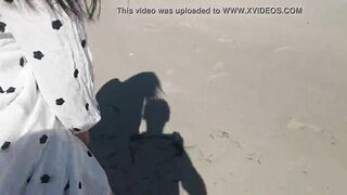 Asian slut JJ masturbate on the beach