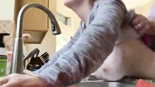 My best Friend let me Fuck his Mature WIfe in Kitchen