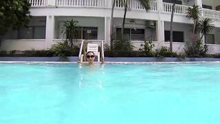 Fitness in the Pool. Underwater Girl in a Bikini. Part 4