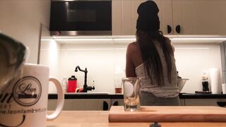 Hot Sexy Leon Lambert Girl Sylvia´s Bending Over In Front Of Voyeur Hidden Cam In The Kitchen No Panties shos all she has int