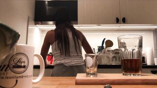 Hot Sexy Leon Lambert Girl Sylvia´s Bending Over In Front Of Voyeur Hidden Cam In The Kitchen No Panties shos all she has int