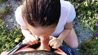 Outdoor POV Blowjob Cum in Mouth