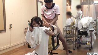 Real Japanese hair salon doggystyle sex with stylist while working