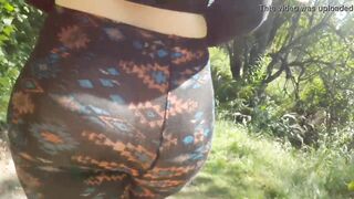 Sheer Leggings Nature Walk With Fat Booty Flashing