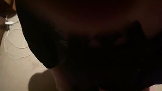 Wife on her knees sucking cock with eye contact and cum in her mouth finish