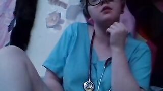 Horny Cute Doctor Touches herself