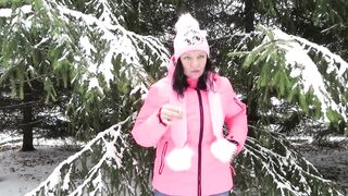 MILF Smokes in the Winter Forest