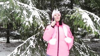 MILF Smokes in the Winter Forest