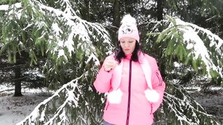 MILF Smokes in the Winter Forest