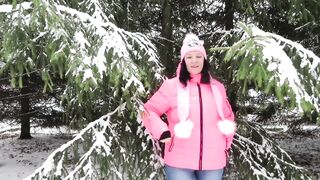 MILF Smokes in the Winter Forest