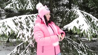 MILF Smokes in the Winter Forest