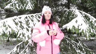 MILF Smokes in the Winter Forest