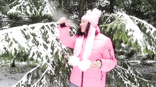 MILF Smokes in the Winter Forest