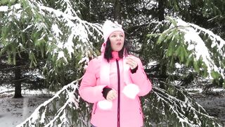 MILF Smokes in the Winter Forest