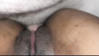 Ebony Pussy Cums all over White Cock