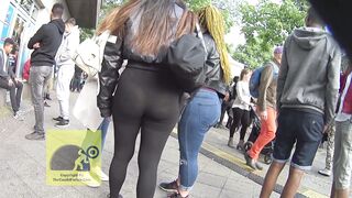 Candid Thick Asian in See-Through Leggings