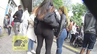 Candid Thick Asian in See-Through Leggings