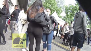 Candid Thick Asian in See-Through Leggings