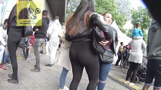 Candid Thick Asian in See-Through Leggings