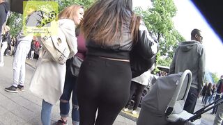 Candid Thick Asian in See-Through Leggings