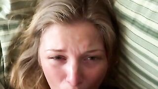 18 Year old Blonde Teen Blowjob and Throat Fuck POV HOMEMADE