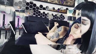 HOT TATTOOED SUICIDE SLUT SHOWS HER FEET AND DRAINS CUM FROM CURVED COCK *TEASER*