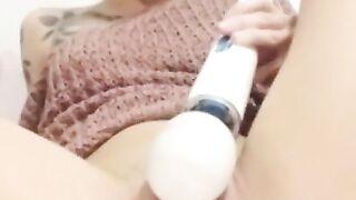 HORNY SNAPCHAT BLONDE MASTURBATING WITH BIG DILDO AND BUTT PLUG ON