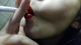 HARD SMOKING CLOSEUP RED LIPS