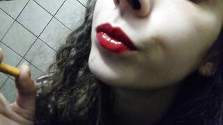 HARD SMOKING CLOSEUP RED LIPS