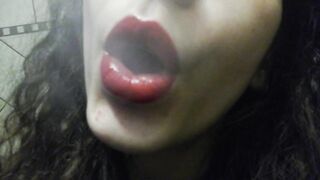 HARD SMOKING CLOSEUP RED LIPS