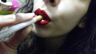 HARD SMOKING CLOSEUP RED LIPS