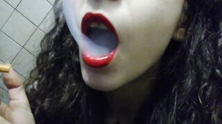 HARD SMOKING CLOSEUP RED LIPS