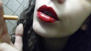 HARD SMOKING CLOSEUP RED LIPS