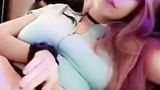 PINK HAIR TEEN LOVES MASTURBATING USING PINK DILDO ON SNAPCHAT