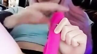 PINK HAIR TEEN LOVES MASTURBATING USING PINK DILDO ON SNAPCHAT