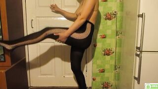 Mommy tries on Sexy Black Pantyhose