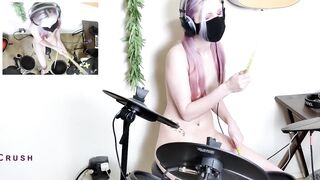 Cute Girl Playing Drums NAKED!!! (Moral of the Story)