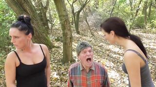 outdoor spitting and ashtray humiliation for old german slave