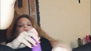 Horny and Masturbating HARD. Dildo Fucking my Pussy and a Personal Massager on my Clit after I Smoke