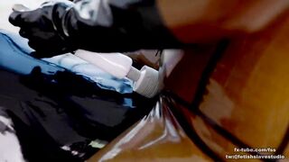 Latex lesbian breathplay with vacuum bag Part 2