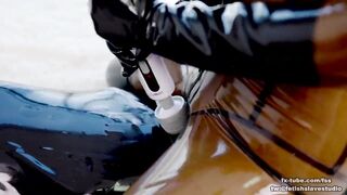 Latex lesbian breathplay with vacuum bag Part 2