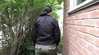 Mature Brunette MILF Pissing in a Public Secluded Place