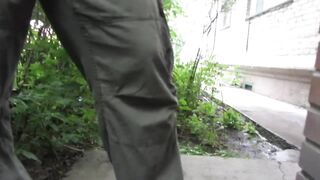 Mature Brunette MILF Pissing in a Public Secluded Place