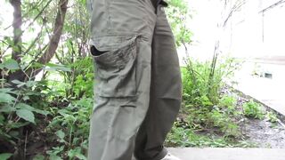 Mature Brunette MILF Pissing in a Public Secluded Place