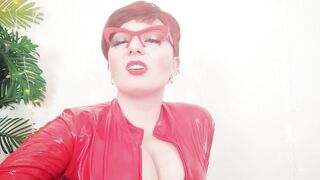 Red PVC Catsuit Vinyl Fetish, FemDom POV Dirty Talk Humiliation